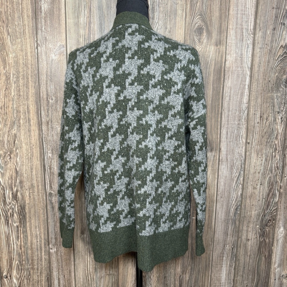 Madewell Allston Sweater Cardigan Womens S Oversized Houndstooth Green Gray - Picture 6 of 13